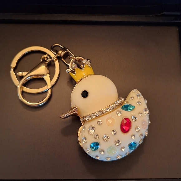 Jeweled Duck Keychain Purse Charm - Picture 1 of 6